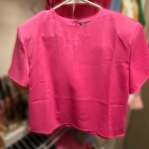 Nasty Gal pink top with shoulder pads